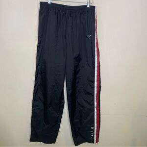Vintage Nike Red Tag XXL Black Windbreakers with Red and White Side Stripes